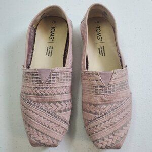 Toms Alpargata Classic Slip-on Shoes Pink Lilac Embroidery Mesh Lace Women's 7